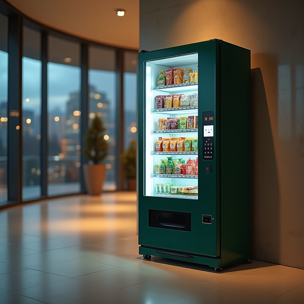 Vending machine in a Polish city setting